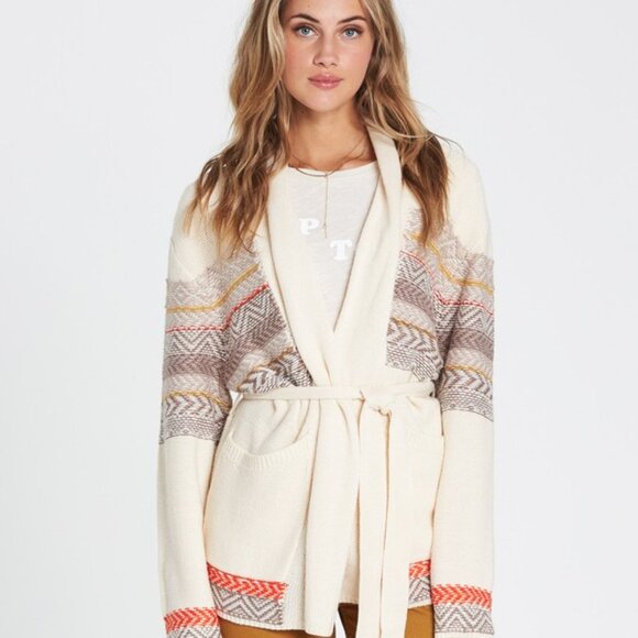 Billabong Sweaters - Billabong We Wrapping Chunky Knit  Wrap Cardigan
